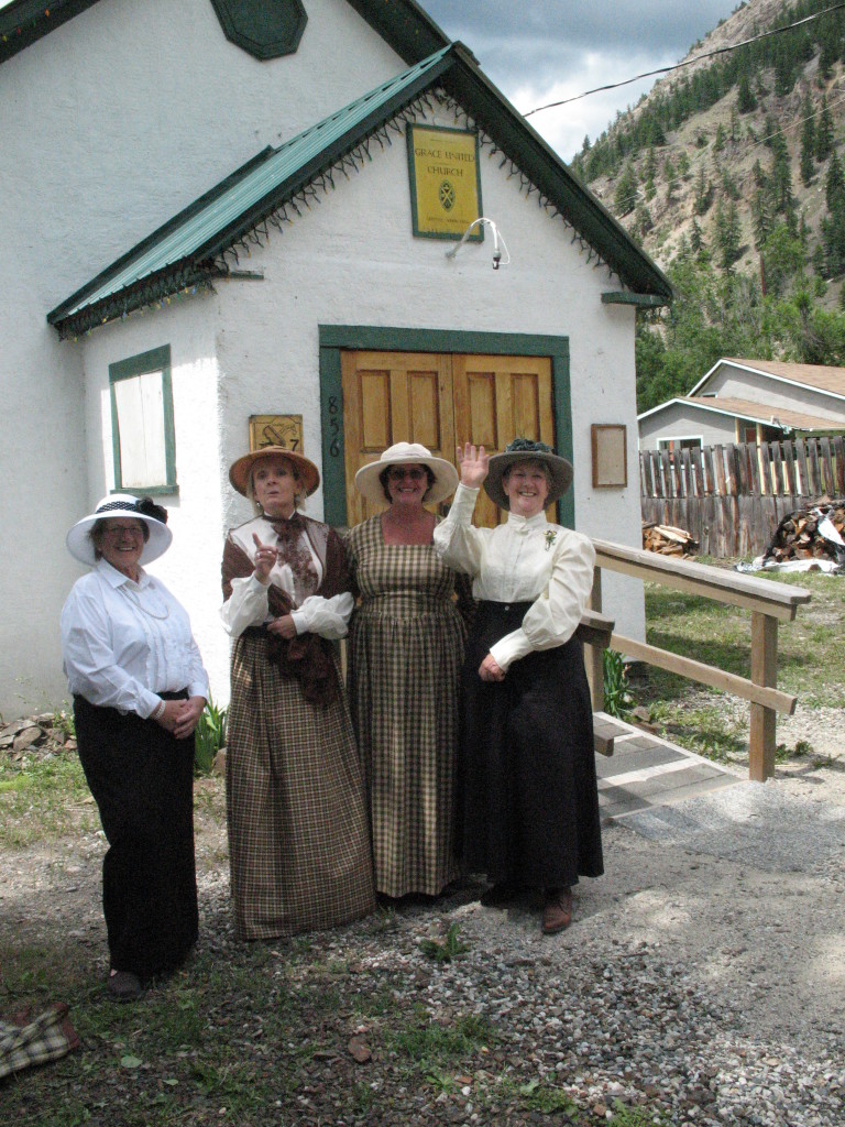 Hedley Heritage Ladies in front of the historic Hedley Grace Church