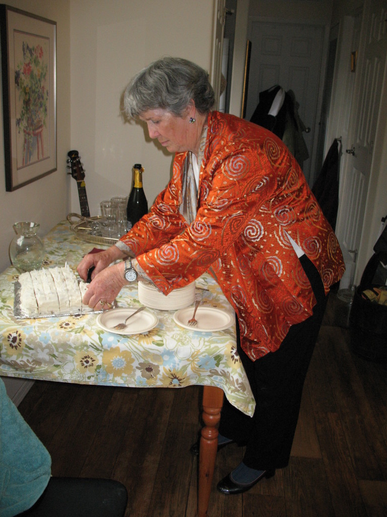Lynn Wells served the birthday cake.