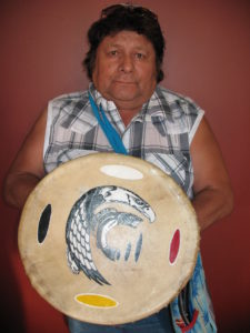 Oly Bent with his hand drum.